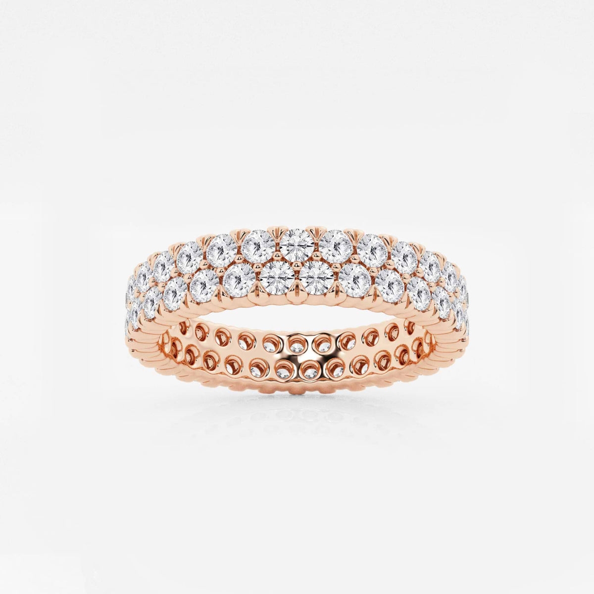 GWA110 - 2 ctw Round Lab Grown Diamond Double Row Eternity Band - 4mm Width