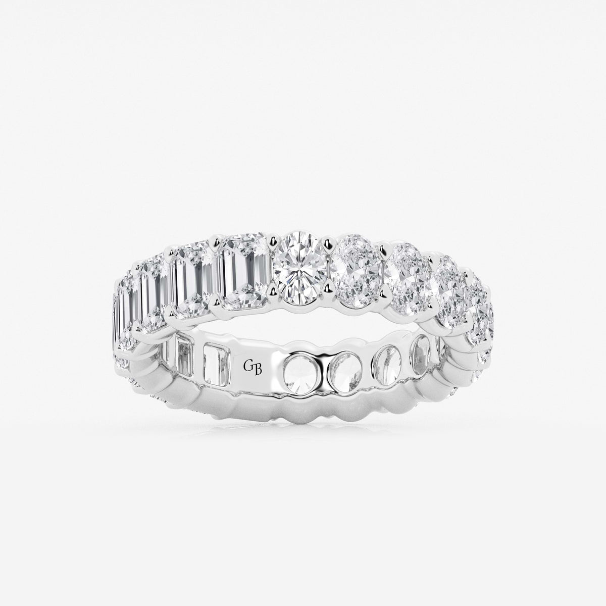 GWA111 - 5 ctw Emerald and Oval Lab Grown Diamond Eternity Band - 5.2mm Width