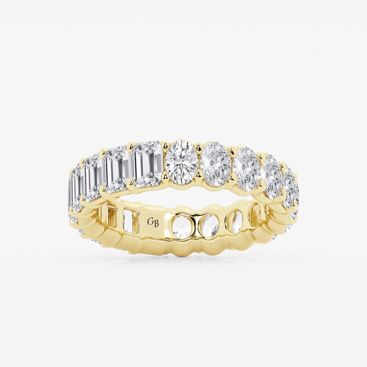GWA111 - 5 ctw Emerald and Oval Lab Grown Diamond Eternity Band - 5.2mm Width