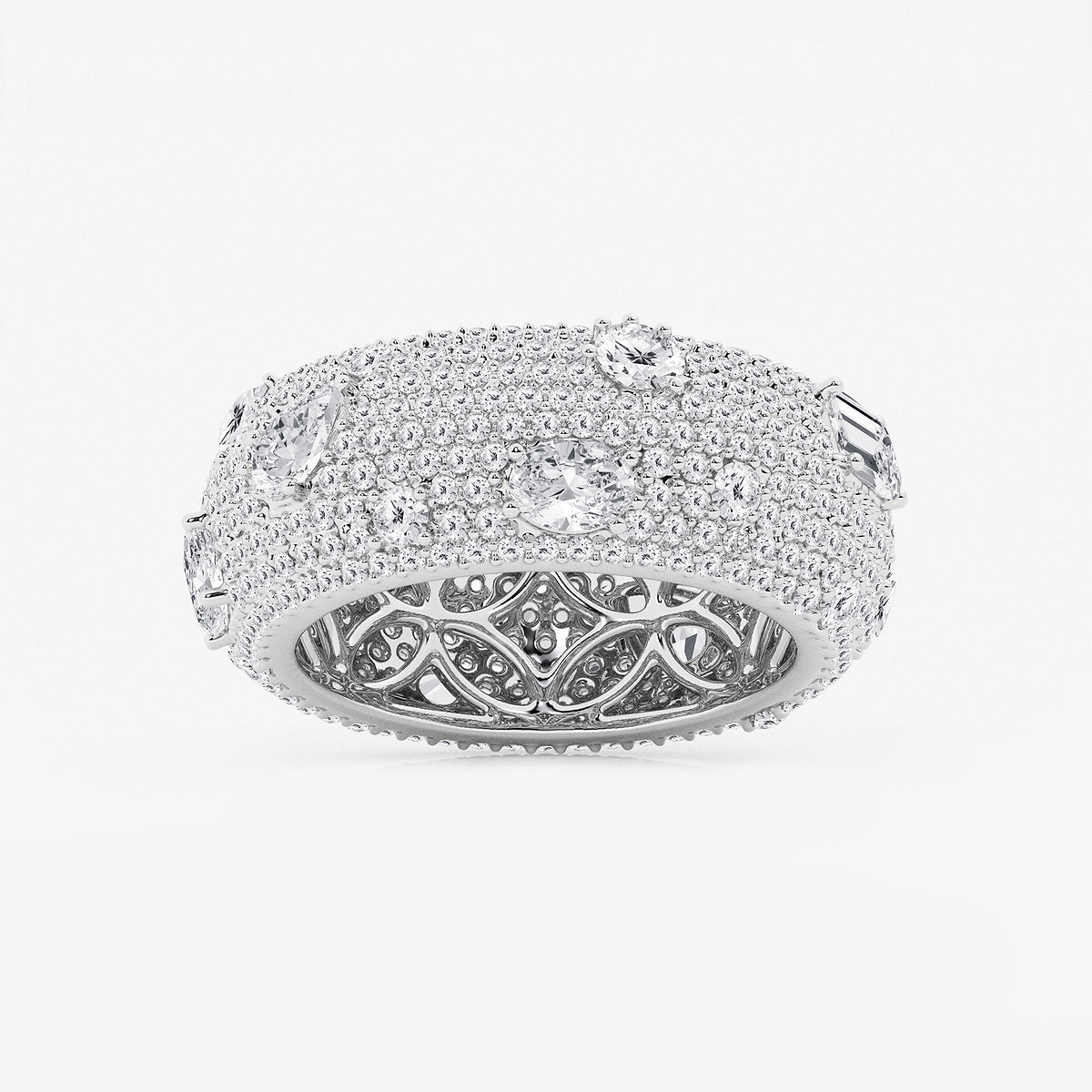 GWA113 - product video for 3 3/4 ctw Multi-Shape Lab Grown Diamond Pave Scatter Eternity Band