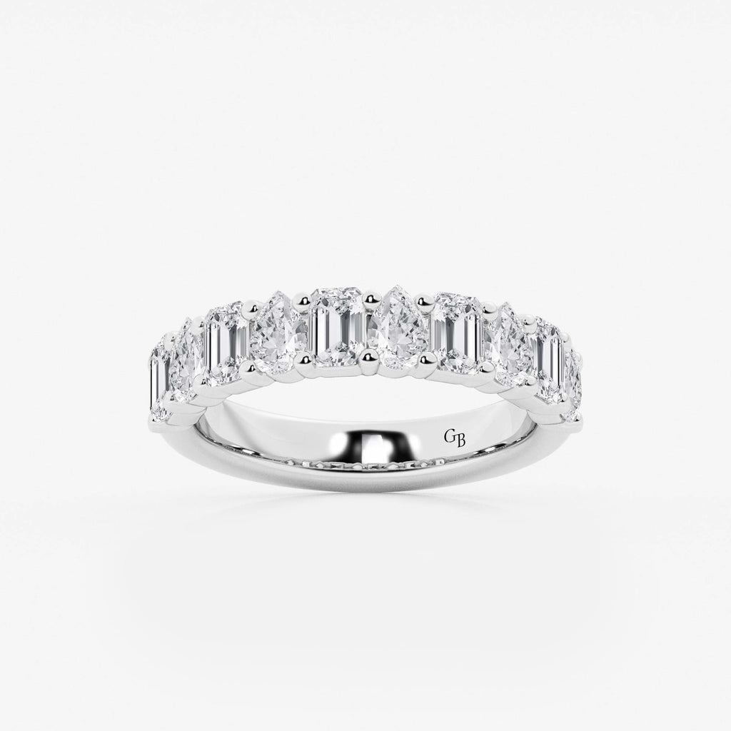 GWA119 - 1 1/2 ctw Emerald and Pear Lab Grown Diamond Ten Stone Alternating Anniversary Band