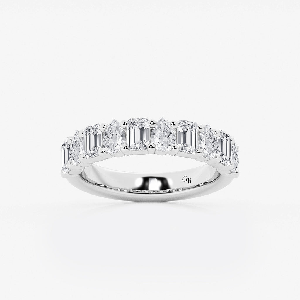 GWA119 - product video for 1 1/2 ctw Emerald and Pear Lab Grown Diamond Ten Stone Alternating Anniversary Band