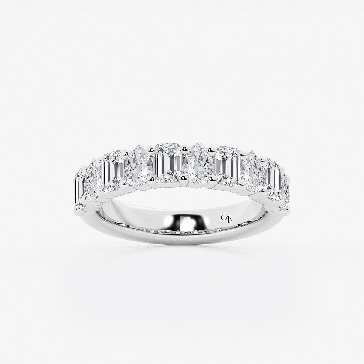 GWA119 - product video for 1 1/2 ctw Emerald and Pear Lab Grown Diamond Ten Stone Alternating Anniversary Band