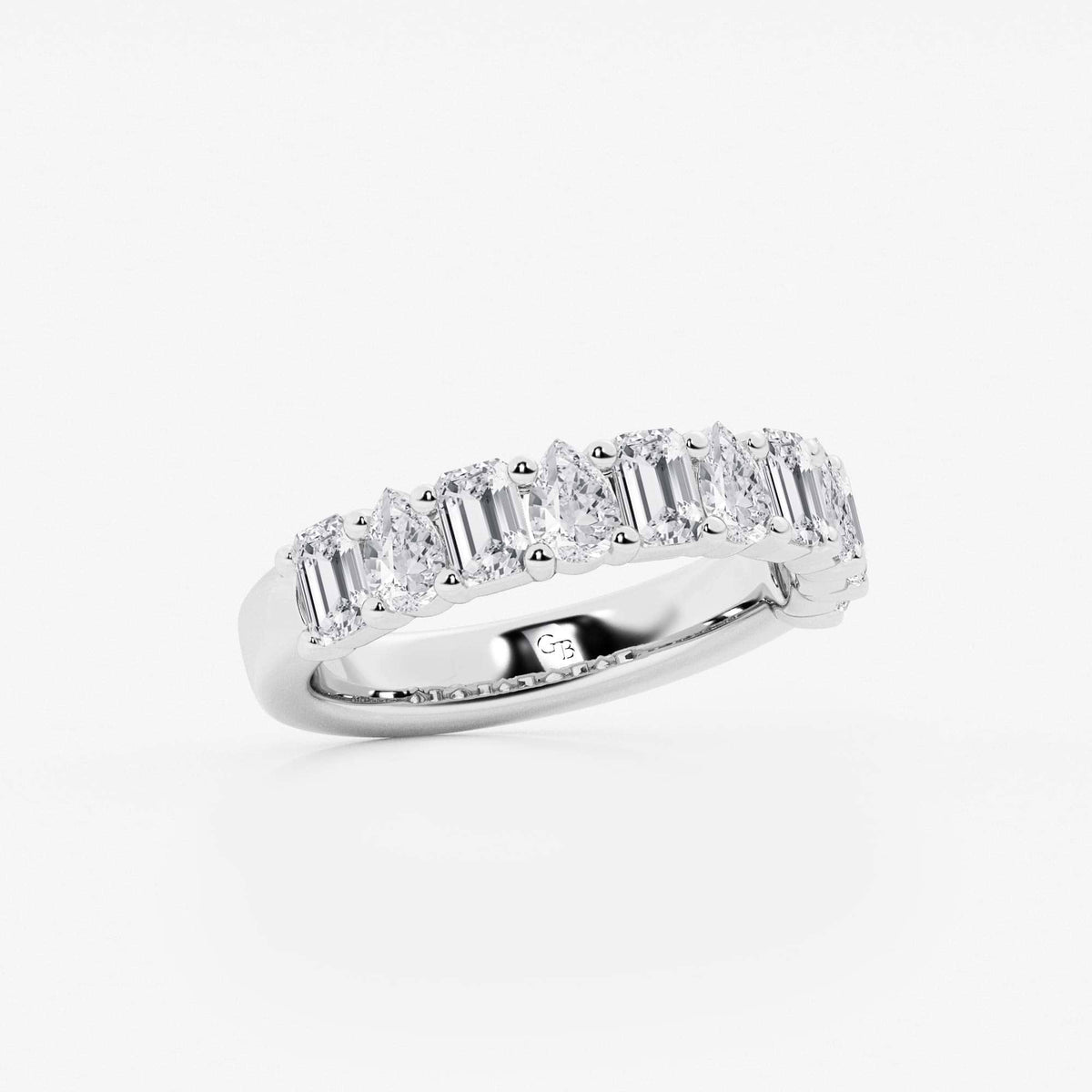 GWA119 - Additional Image 1 for  1 1/2 ctw Emerald and Pear Lab Grown Diamond Ten Stone Alternating Anniversary Band