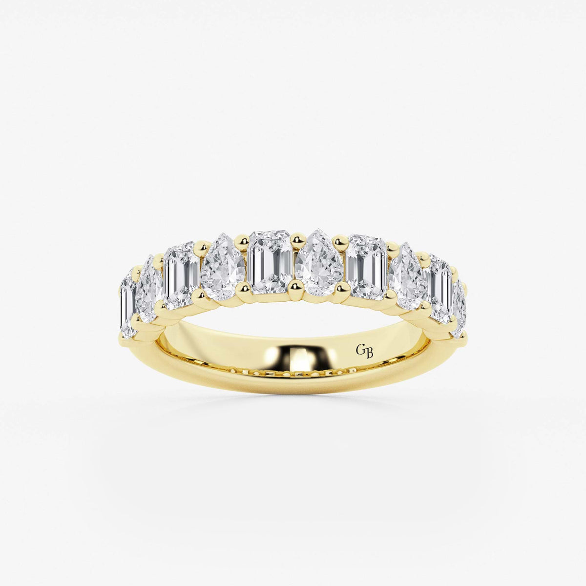 GWA119 - 1 1/2 ctw Emerald and Pear Lab Grown Diamond Ten Stone Alternating Anniversary Band
