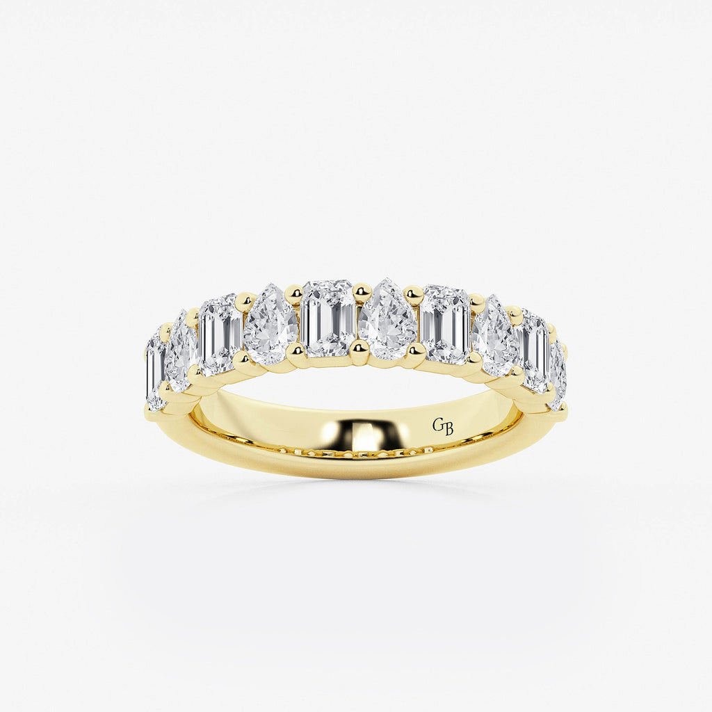 GWA119 - product video for 1 1/2 ctw Emerald and Pear Lab Grown Diamond Ten Stone Alternating Anniversary Band