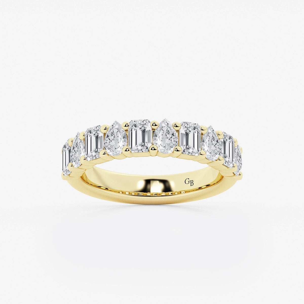 GWA119 - product video for 1 1/2 ctw Emerald and Pear Lab Grown Diamond Ten Stone Alternating Anniversary Band