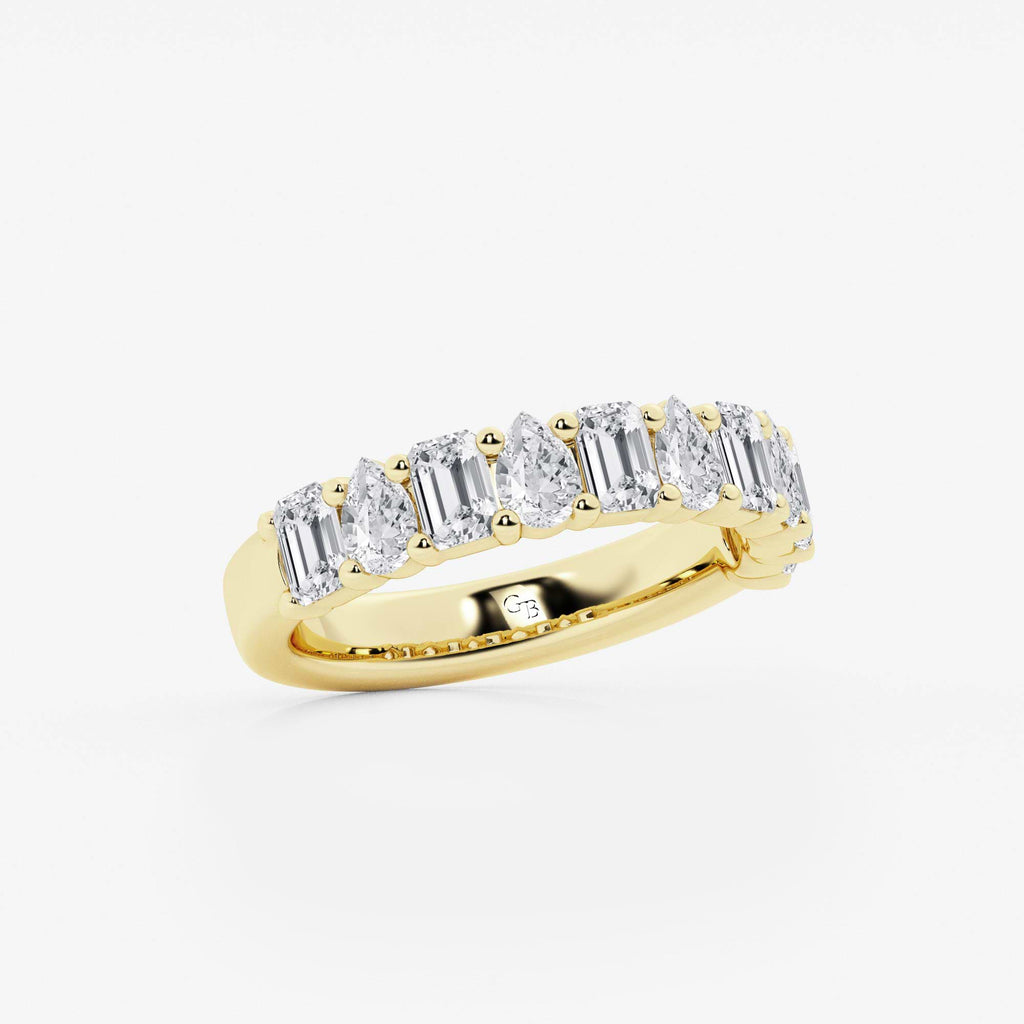 GWA119 - Additional Image 1 for  1 1/2 ctw Emerald and Pear Lab Grown Diamond Ten Stone Alternating Anniversary Band