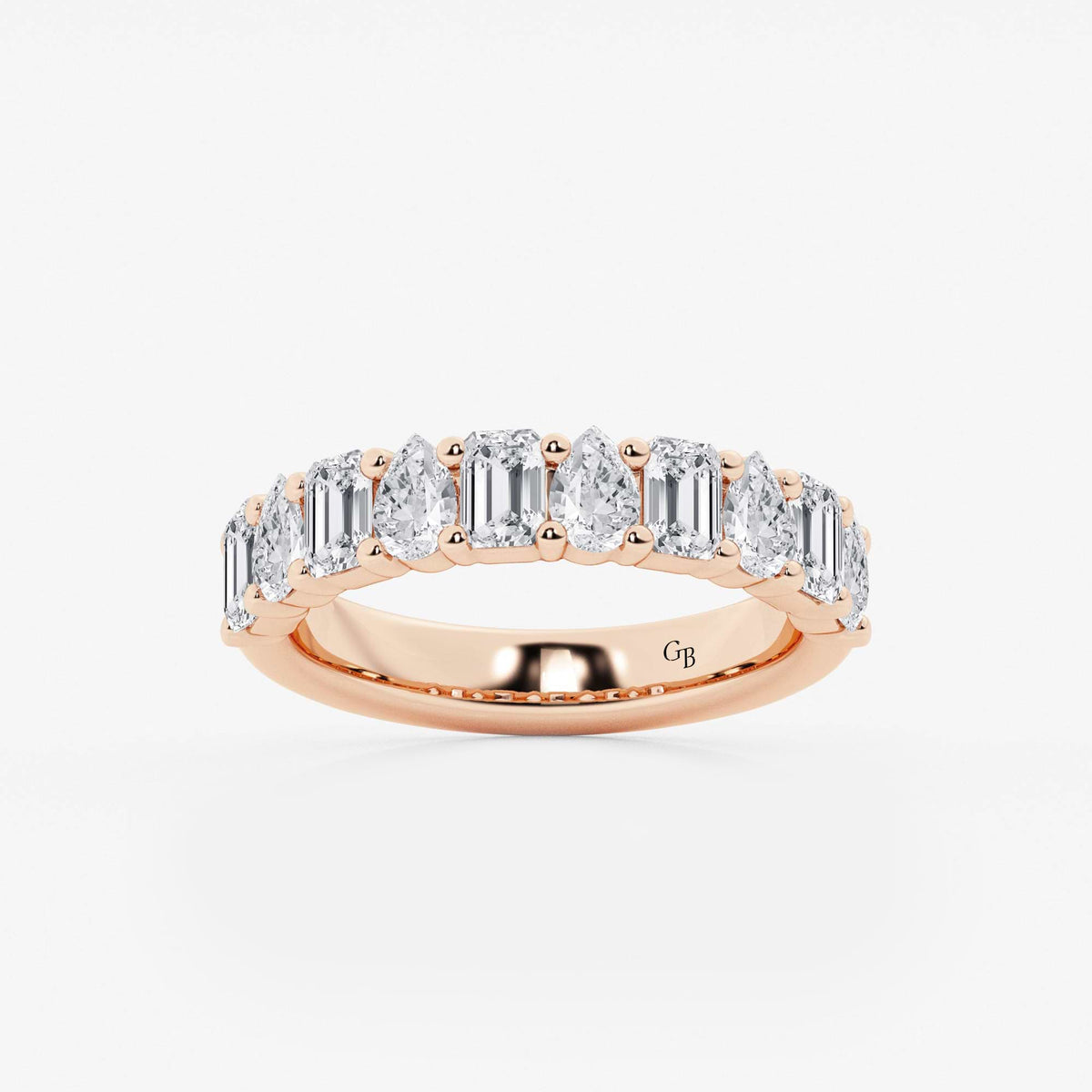 GWA119 - 1 1/2 ctw Emerald and Pear Lab Grown Diamond Ten Stone Alternating Anniversary Band