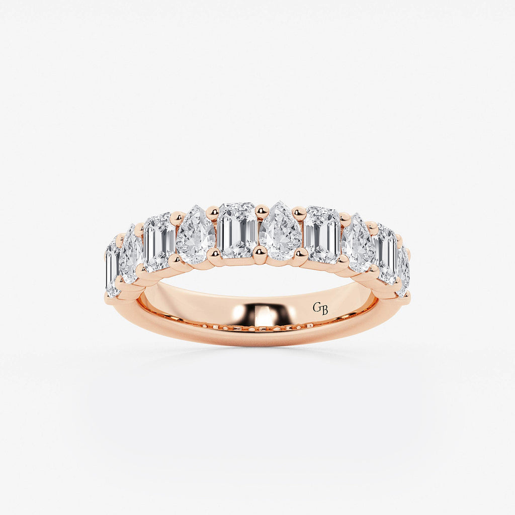 GWA119 - product video for 1 1/2 ctw Emerald and Pear Lab Grown Diamond Ten Stone Alternating Anniversary Band