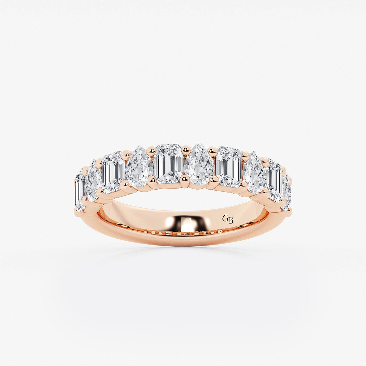 GWA119 - product video for 1 1/2 ctw Emerald and Pear Lab Grown Diamond Ten Stone Alternating Anniversary Band