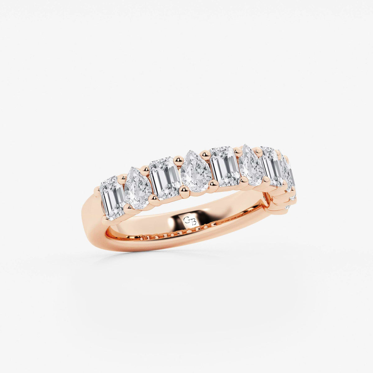 GWA119 - Additional Image 1 for  1 1/2 ctw Emerald and Pear Lab Grown Diamond Ten Stone Alternating Anniversary Band