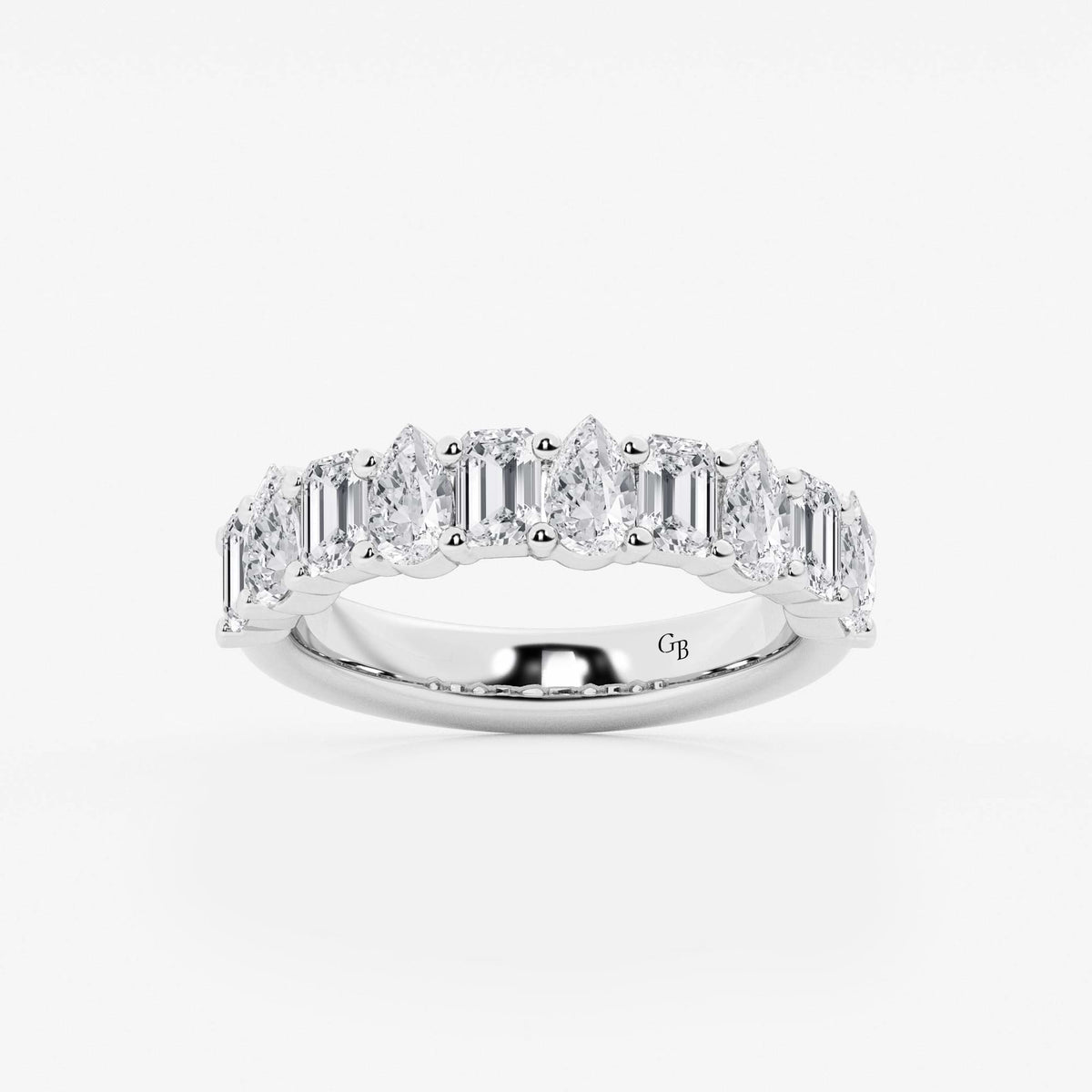 GWA119 - 2 ctw Emerald and Pear Lab Grown Diamond Ten Stone Alternating Anniversary Band