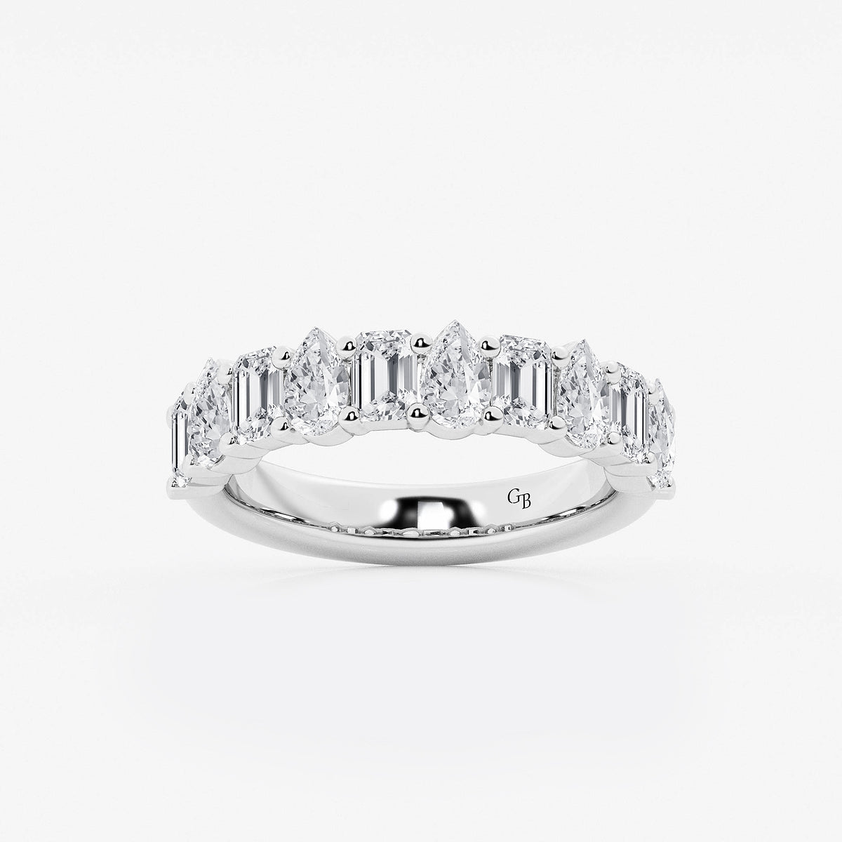 GWA119 - product video for 2 ctw Emerald and Pear Lab Grown Diamond Ten Stone Alternating Anniversary Band