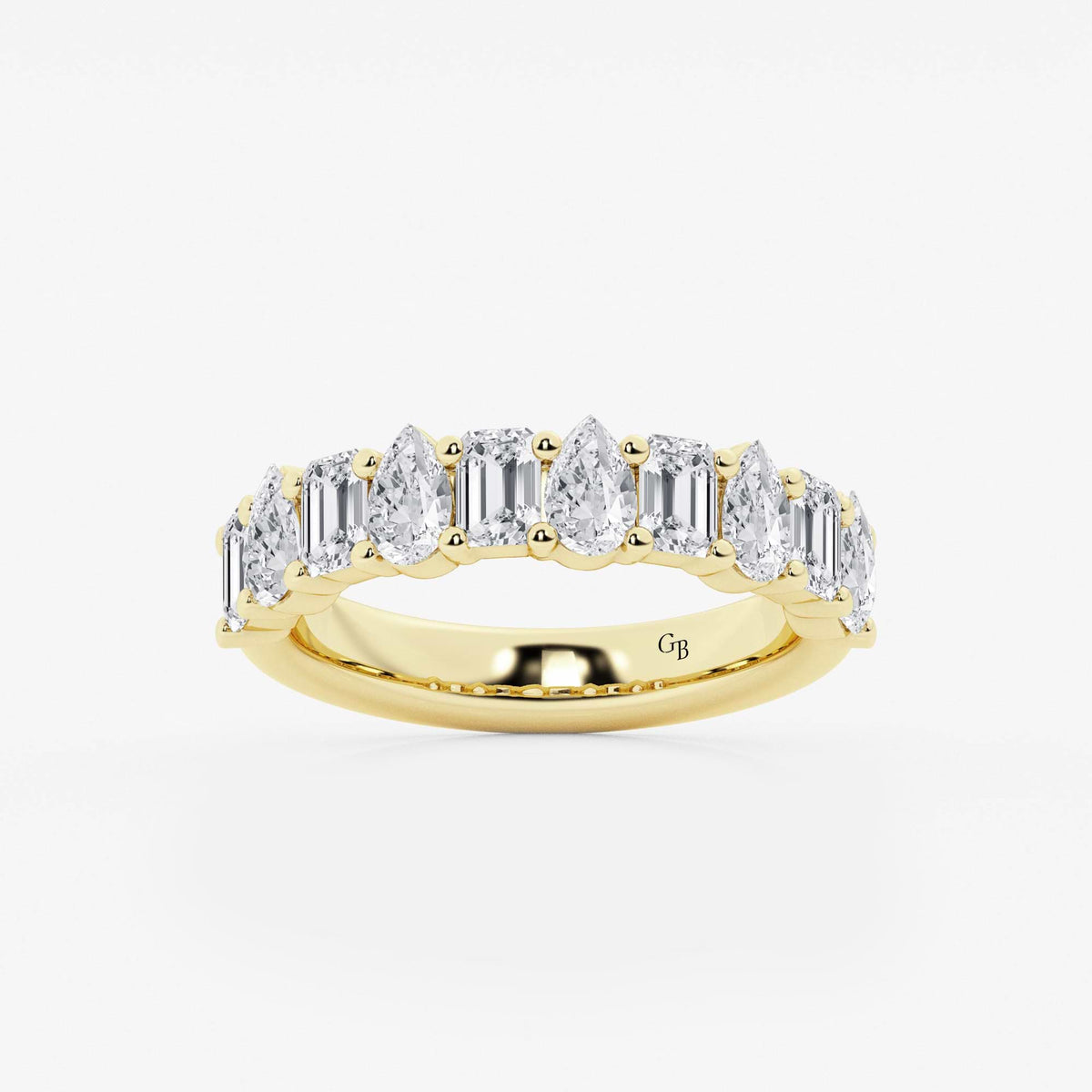GWA119 - 2 ctw Emerald and Pear Lab Grown Diamond Ten Stone Alternating Anniversary Band
