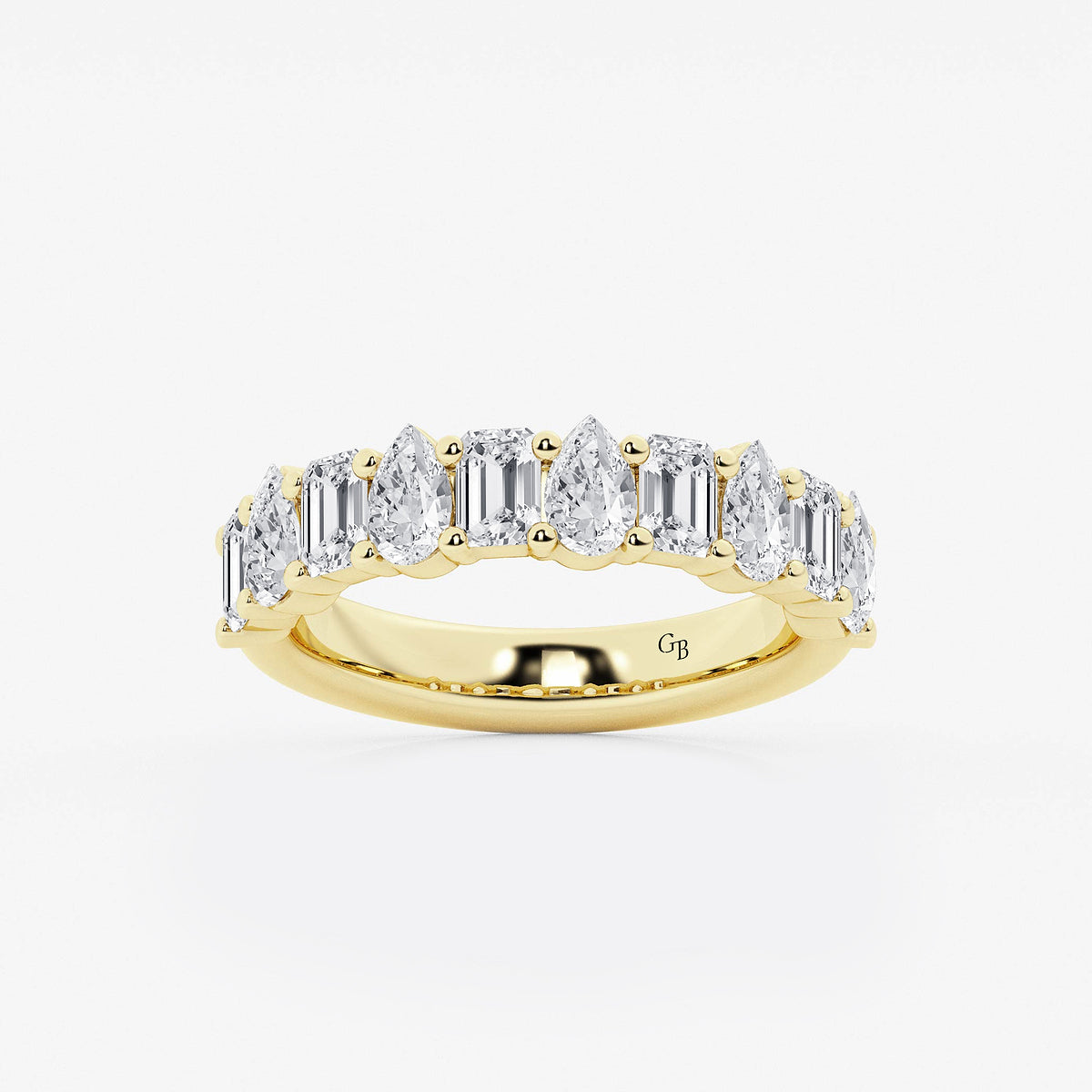 GWA119 - product video for 2 ctw Emerald and Pear Lab Grown Diamond Ten Stone Alternating Anniversary Band