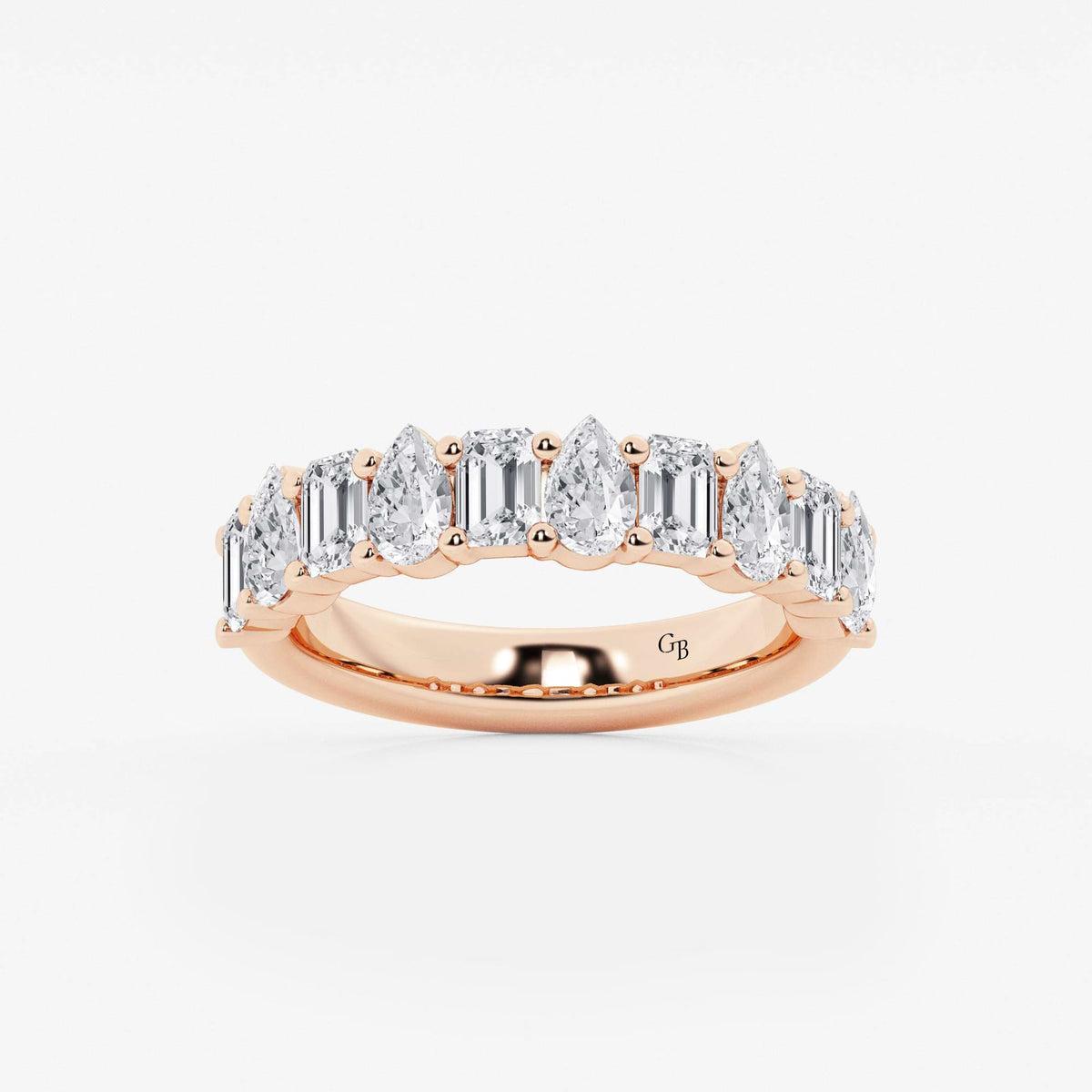 GWA119 - 2 ctw Emerald and Pear Lab Grown Diamond Ten Stone Alternating Anniversary Band