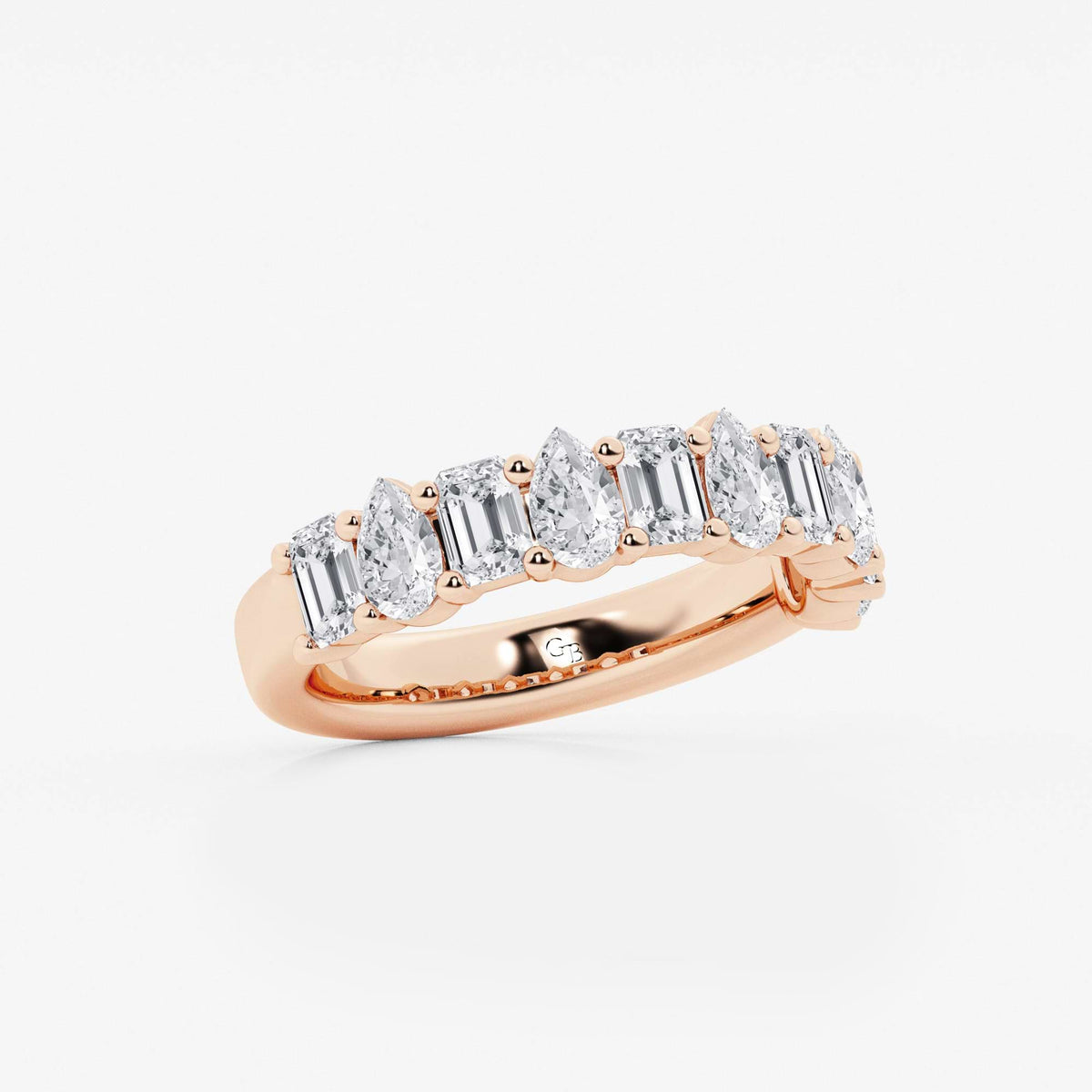GWA119 - Additional Image 1 for  2 ctw Emerald and Pear Lab Grown Diamond Ten Stone Alternating Anniversary Band