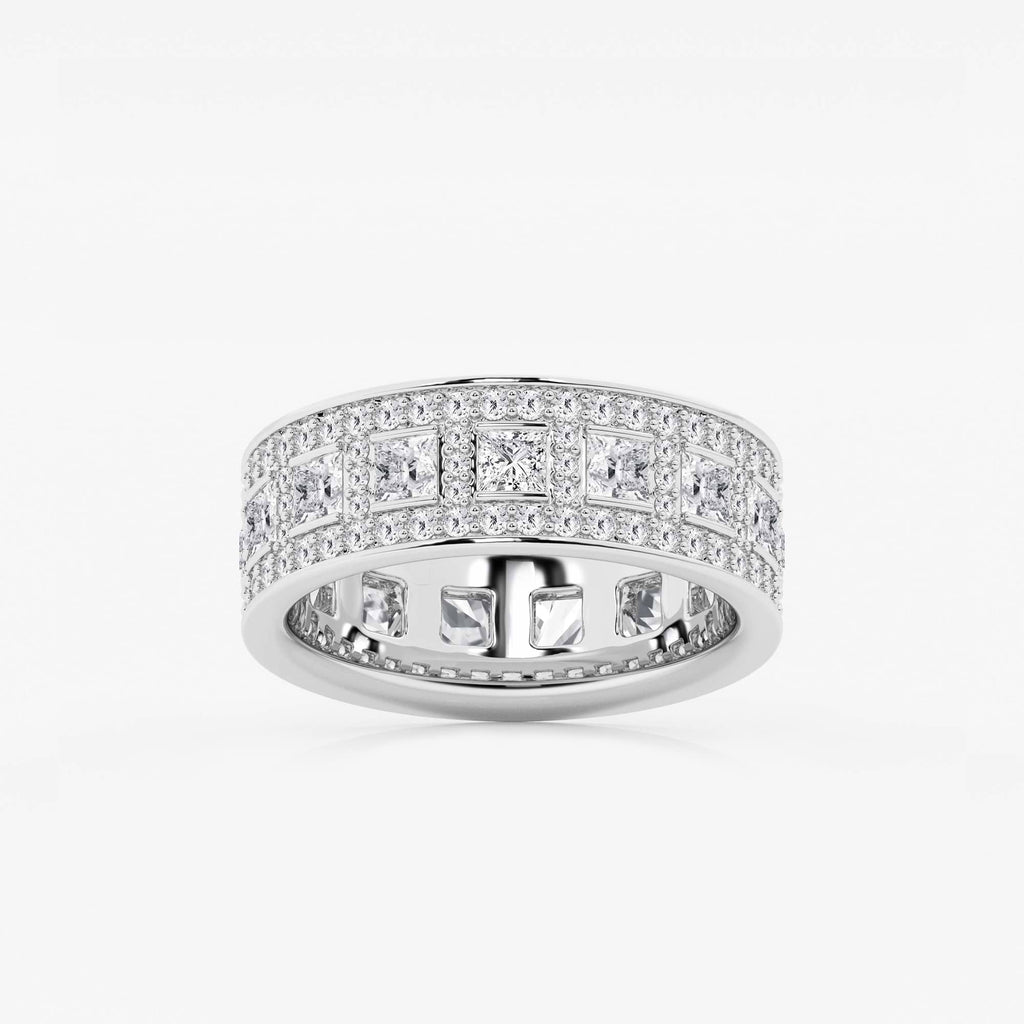 GWA121 - 2 3/4 ctw Princess and Round Lab Grown Diamond Wide Eternity Band - 7mm Width