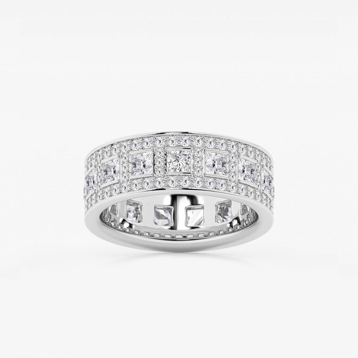 GWA121 - 2 3/4 ctw Princess and Round Lab Grown Diamond Wide Eternity Band - 7mm Width