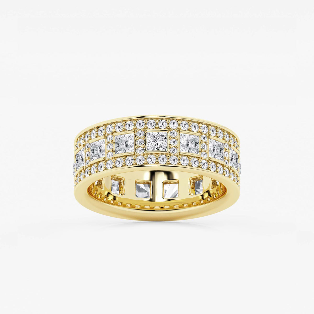 GWA121 - 2 3/4 ctw Princess and Round Lab Grown Diamond Wide Eternity Band - 7mm Width
