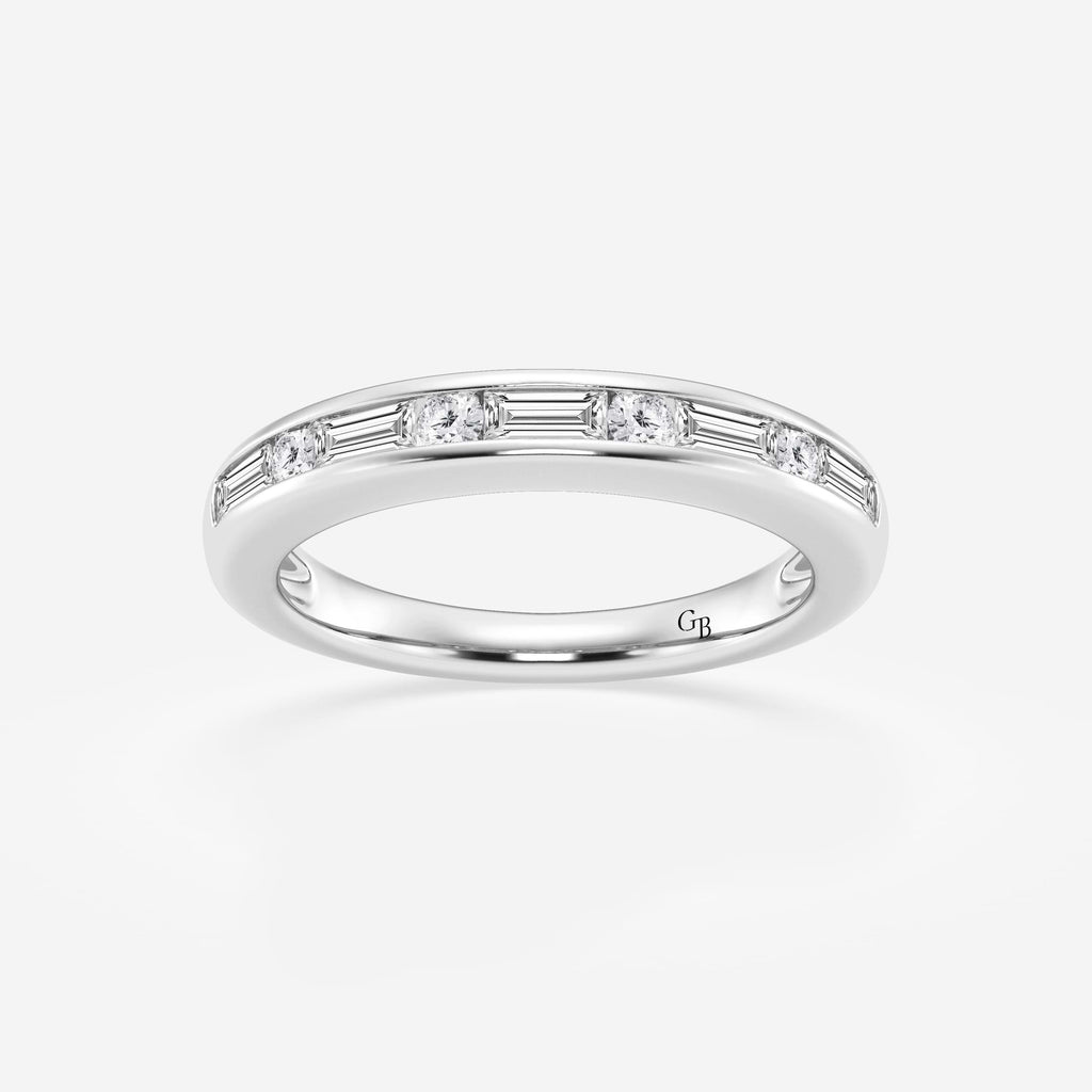 GWA125 - 1/2 ctw Round and Baguette Lab Grown Diamond Alternating Nine Stone Anniversary Band