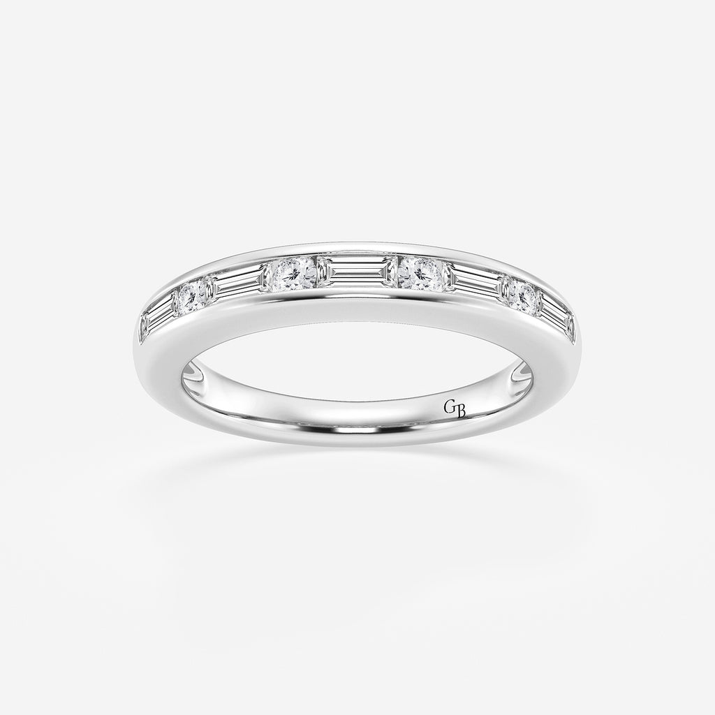 GWA125 - product video for 1/2 ctw Round and Baguette Lab Grown Diamond Alternating Nine Stone Anniversary Band