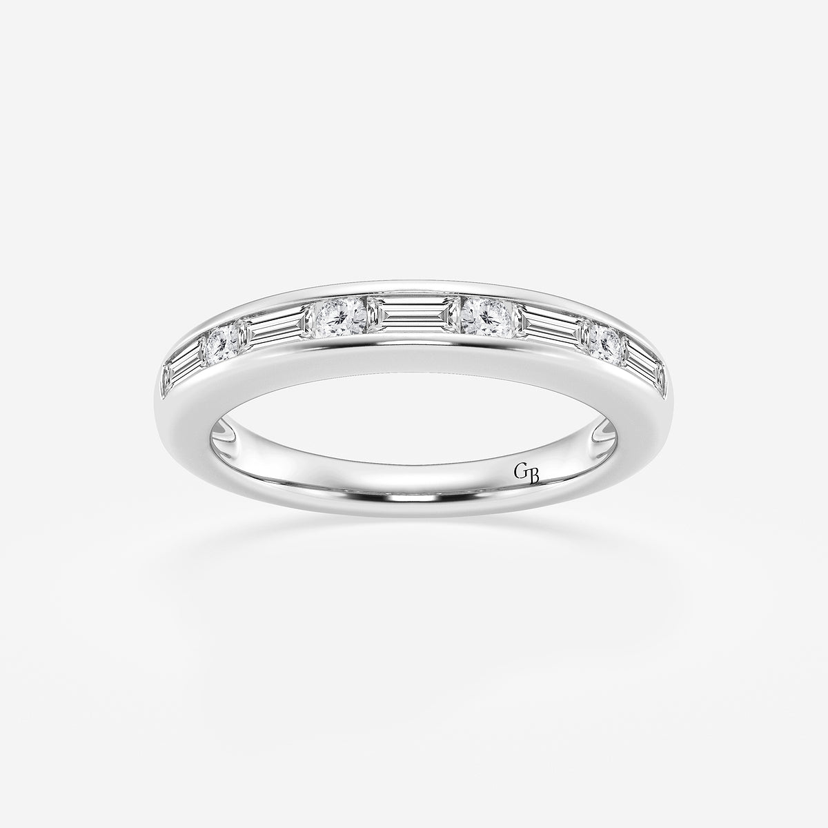 GWA125 - product video for 1/2 ctw Round and Baguette Lab Grown Diamond Alternating Nine Stone Anniversary Band