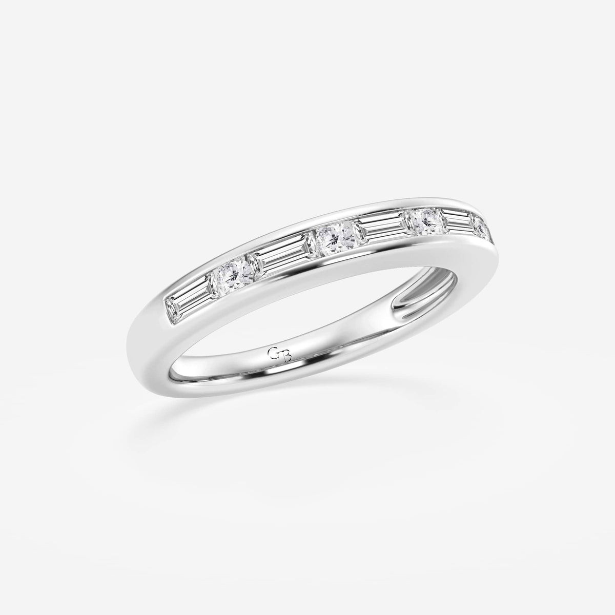 GWA125 - Additional Image 1 for  1/2 ctw Round and Baguette Lab Grown Diamond Alternating Nine Stone Anniversary Band