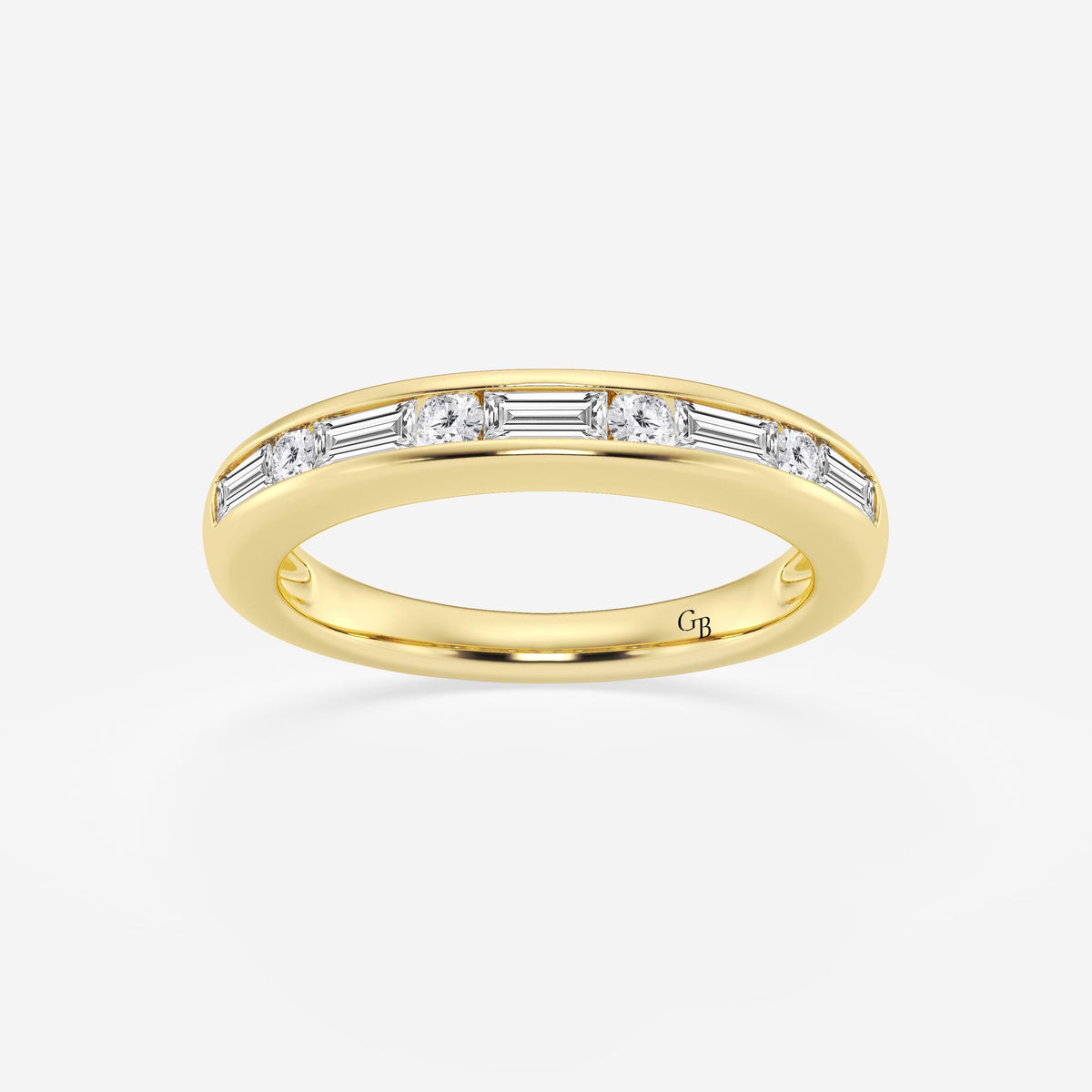GWA125 - 1/2 ctw Round and Baguette Lab Grown Diamond Alternating Nine Stone Anniversary Band