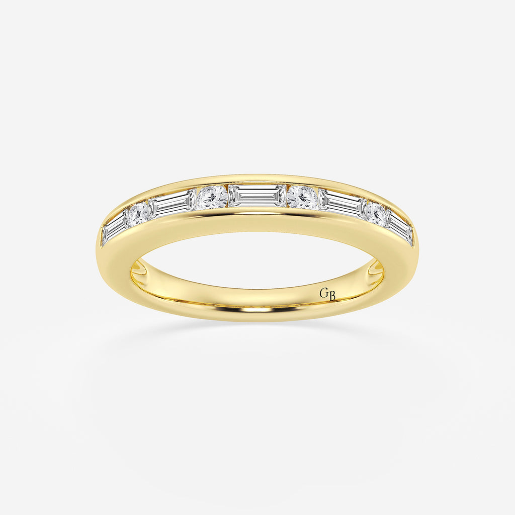 GWA125 - product video for 1/2 ctw Round and Baguette Lab Grown Diamond Alternating Nine Stone Anniversary Band