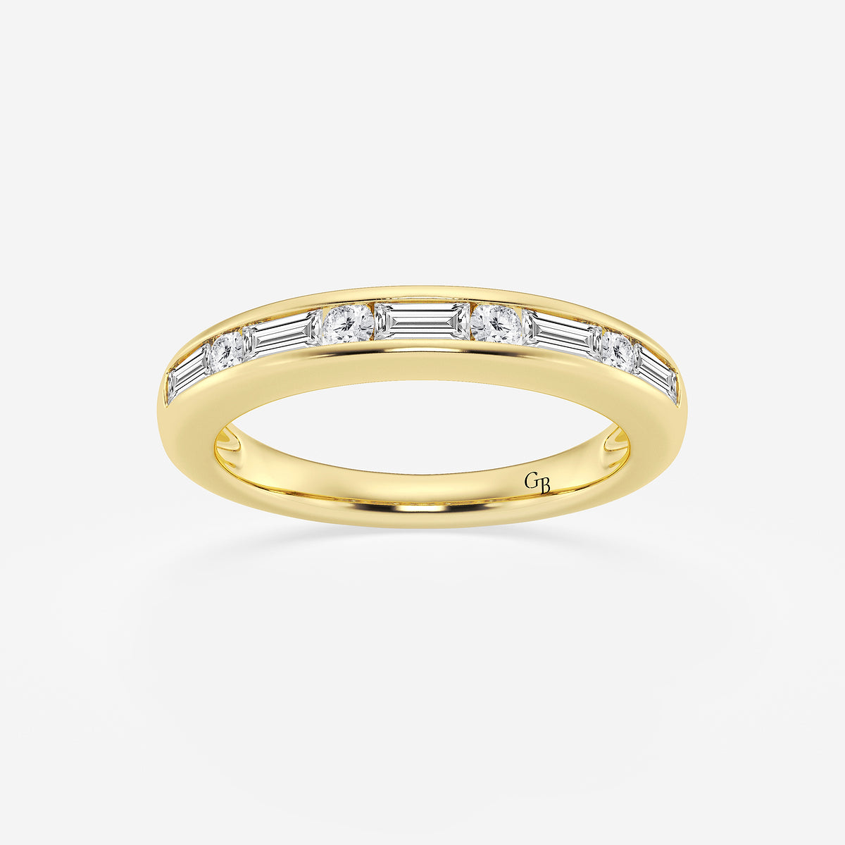 GWA125 - product video for 1/2 ctw Round and Baguette Lab Grown Diamond Alternating Nine Stone Anniversary Band