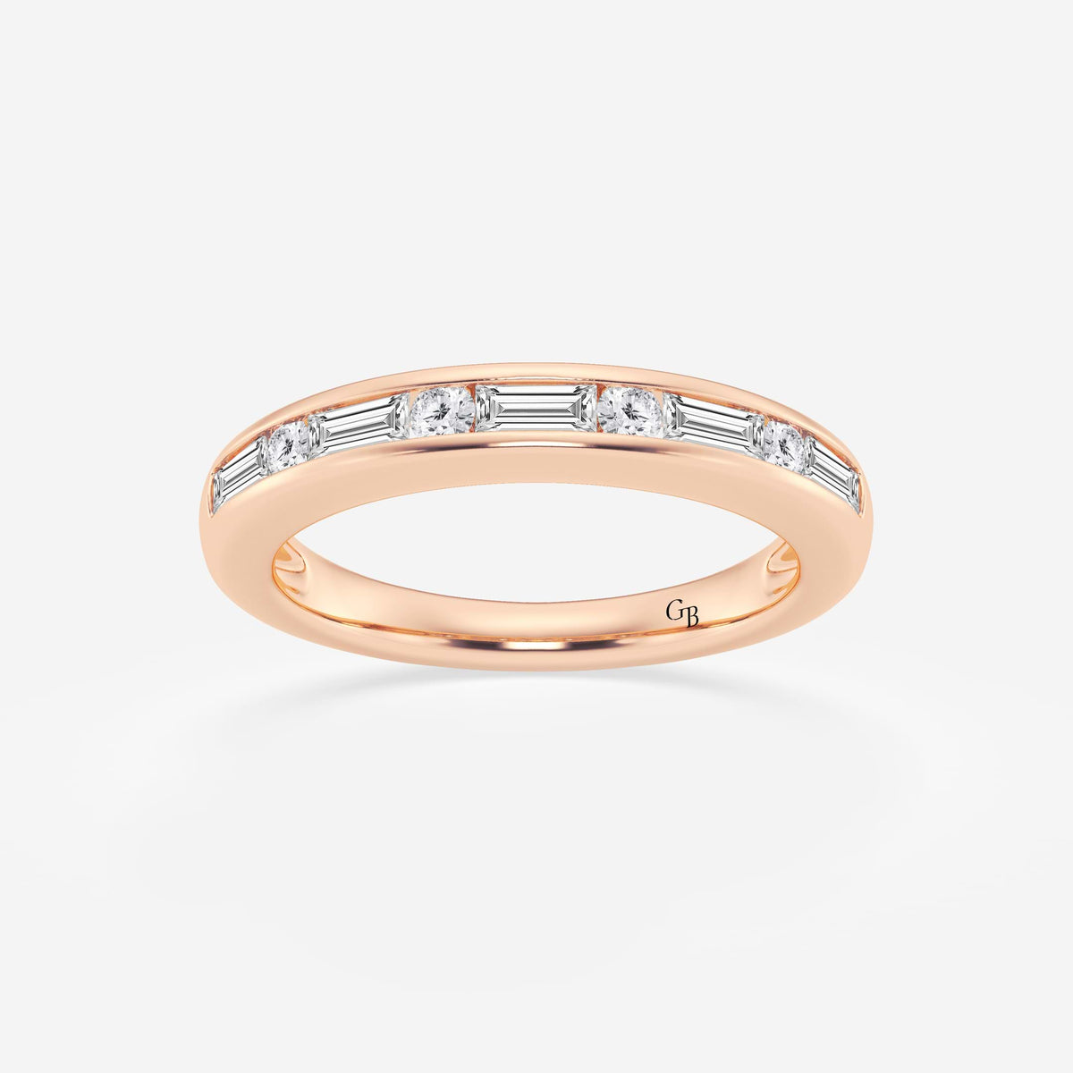 GWA125 - 1/2 ctw Round and Baguette Lab Grown Diamond Alternating Nine Stone Anniversary Band