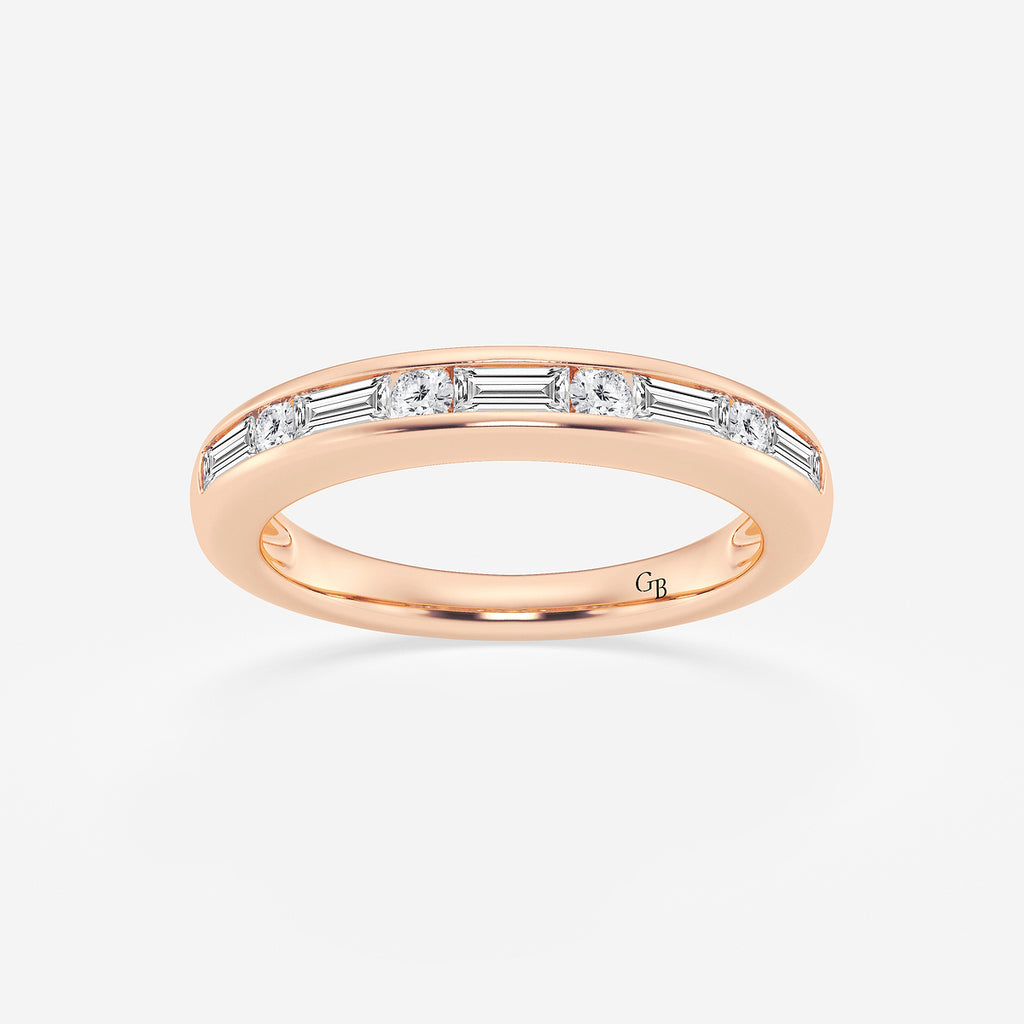 GWA125 - product video for 1/2 ctw Round and Baguette Lab Grown Diamond Alternating Nine Stone Anniversary Band