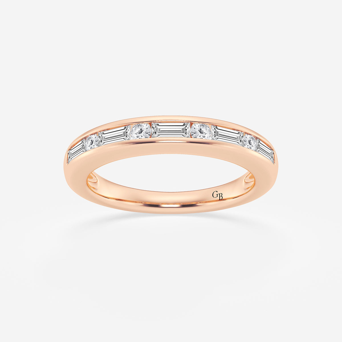GWA125 - product video for 1/2 ctw Round and Baguette Lab Grown Diamond Alternating Nine Stone Anniversary Band