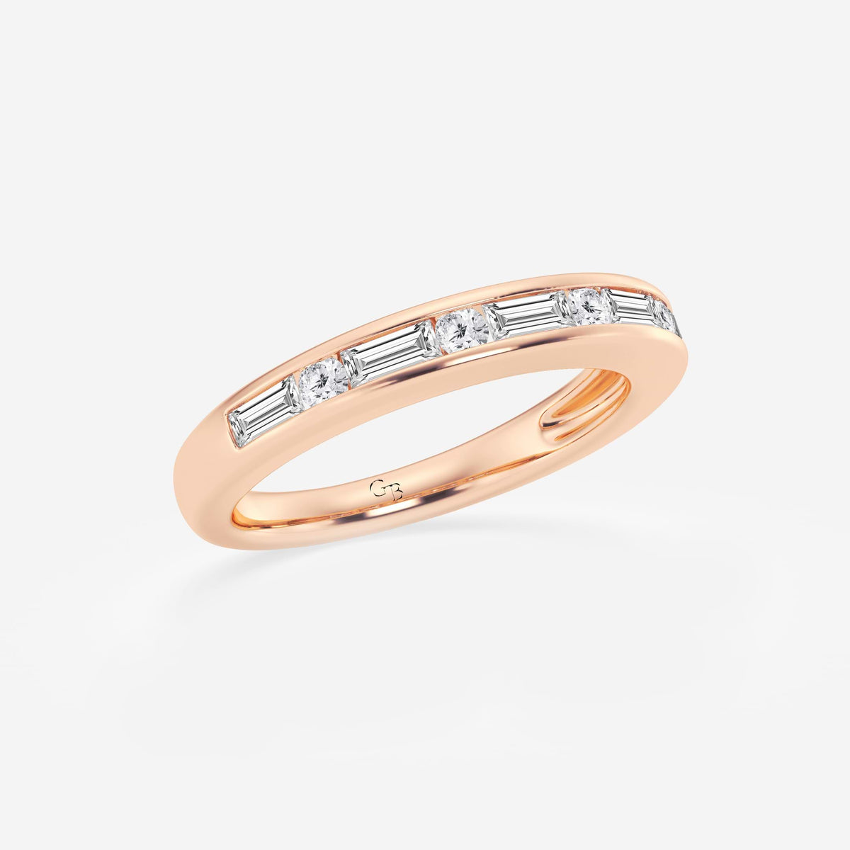 GWA125 - Additional Image 1 for  1/2 ctw Round and Baguette Lab Grown Diamond Alternating Nine Stone Anniversary Band