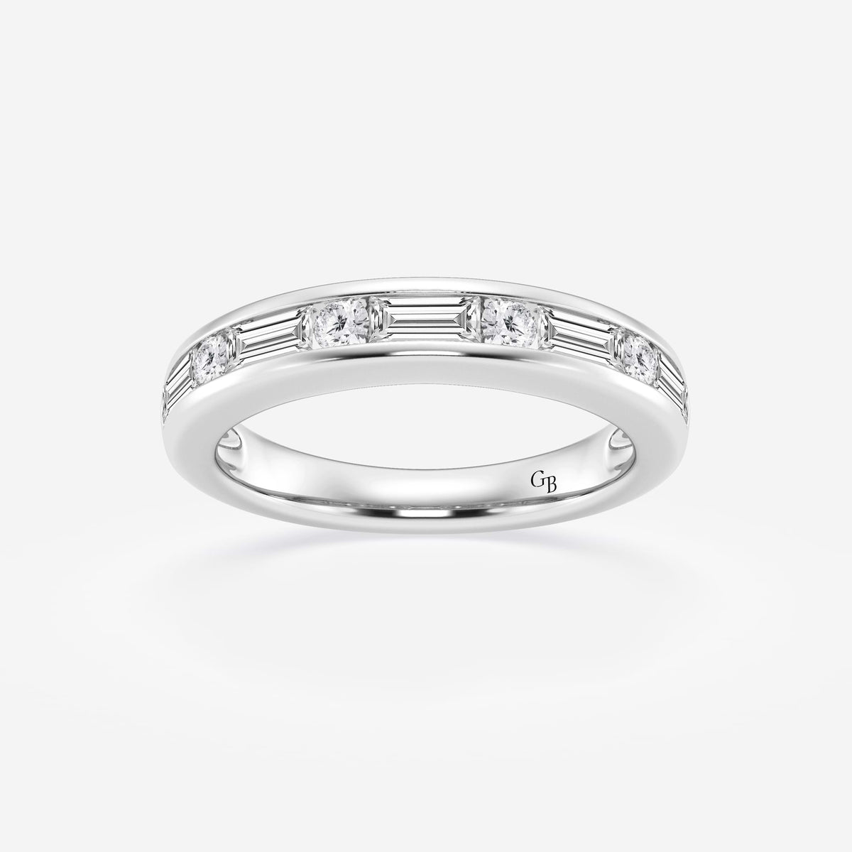 GWA125 - 3/4 ctw Round and Baguette Lab Grown Diamond Alternating Nine Stone Anniversary Band