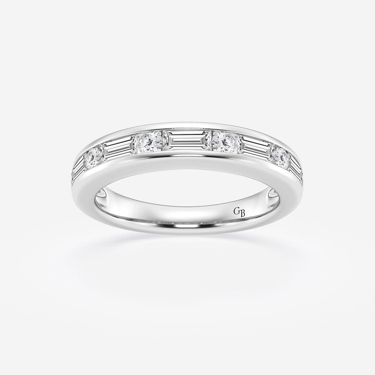 GWA125 - product video for 3/4 ctw Round and Baguette Lab Grown Diamond Alternating Nine Stone Anniversary Band