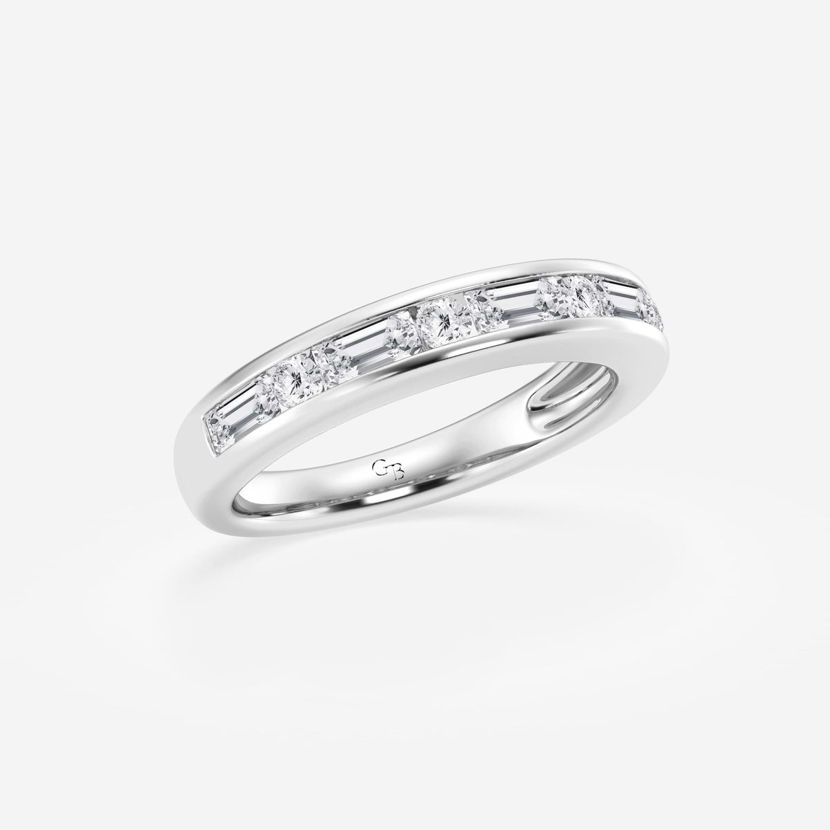 GWA125 - Additional Image 1 for  3/4 ctw Round and Baguette Lab Grown Diamond Alternating Nine Stone Anniversary Band