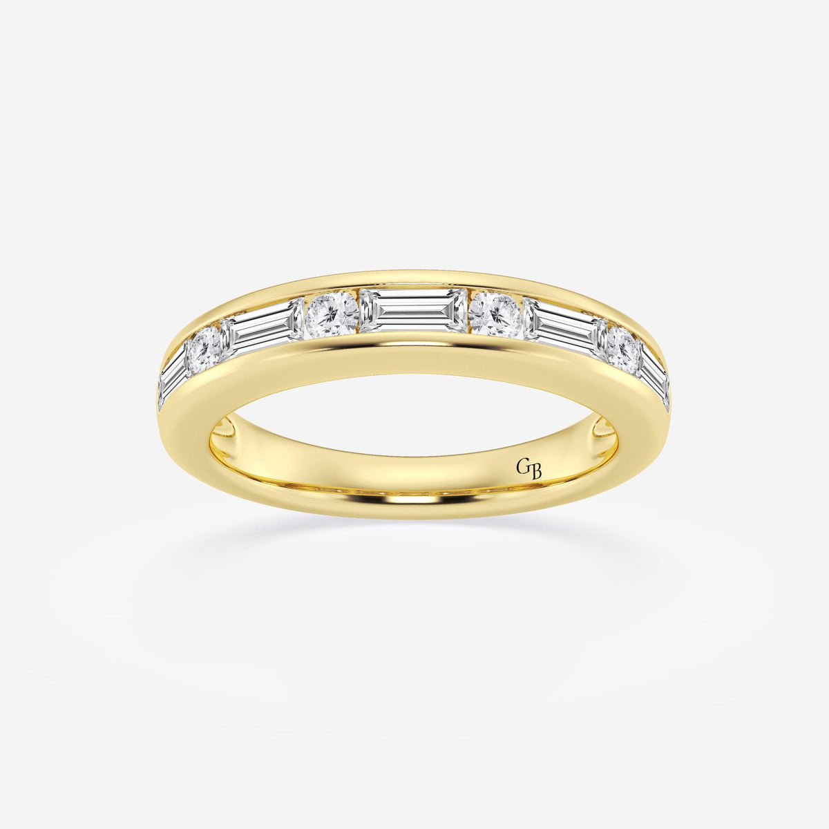 GWA125 - 3/4 ctw Round and Baguette Lab Grown Diamond Alternating Nine Stone Anniversary Band
