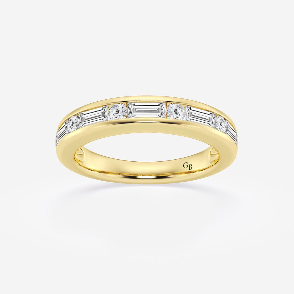 GWA125 - product video for 3/4 ctw Round and Baguette Lab Grown Diamond Alternating Nine Stone Anniversary Band