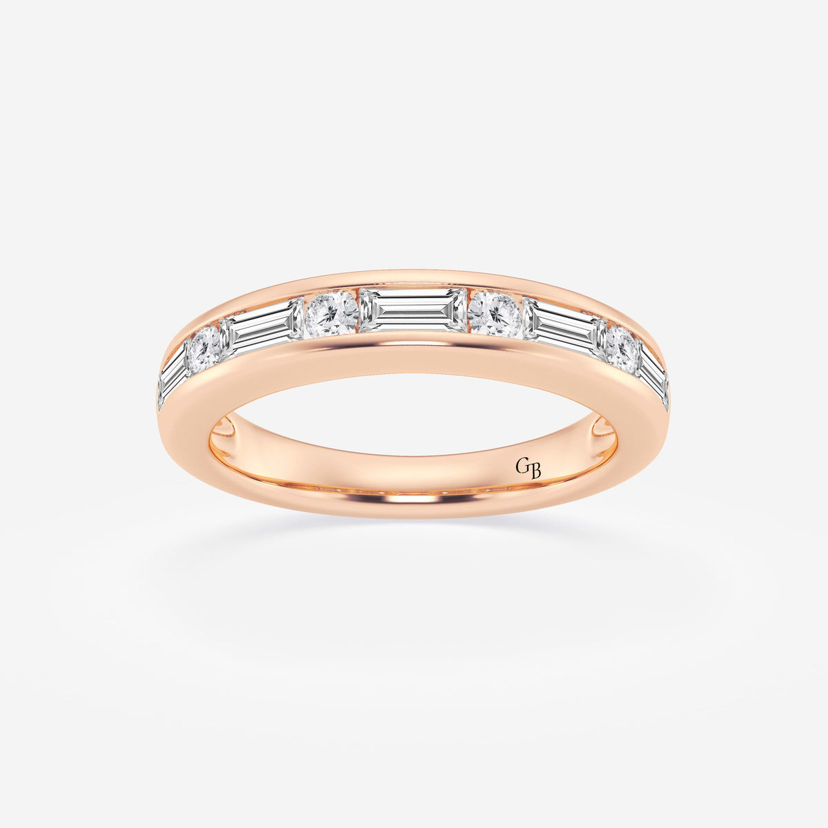 GWA125 - 3/4 ctw Round and Baguette Lab Grown Diamond Alternating Nine Stone Anniversary Band