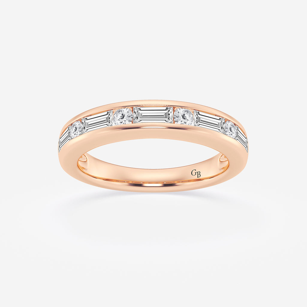 GWA125 - product video for 3/4 ctw Round and Baguette Lab Grown Diamond Alternating Nine Stone Anniversary Band