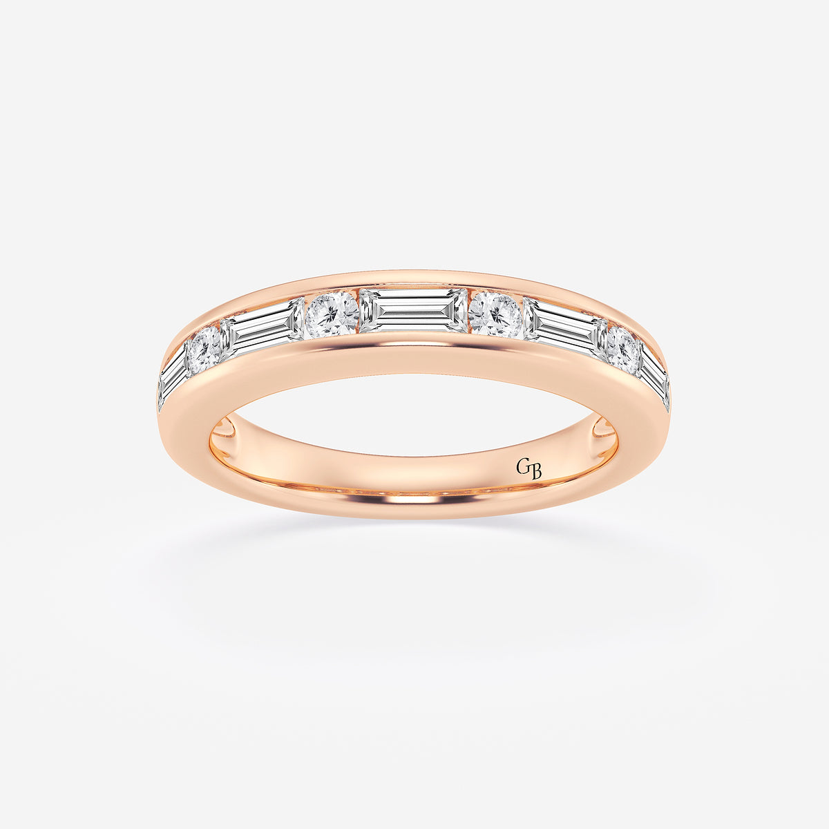 GWA125 - product video for 3/4 ctw Round and Baguette Lab Grown Diamond Alternating Nine Stone Anniversary Band
