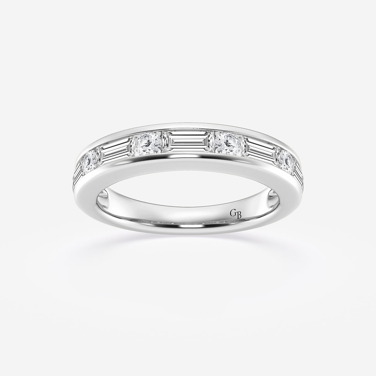 GWA125 - product video for 1 ctw Round and Baguette Lab Grown Diamond Alternating Nine Stone Anniversary Band