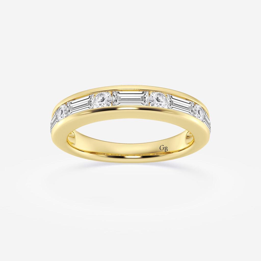 GWA125 - 1 ctw Round and Baguette Lab Grown Diamond Alternating Nine Stone Anniversary Band