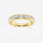 GWA125 - 1 ctw Round and Baguette Lab Grown Diamond Alternating Nine Stone Anniversary Band