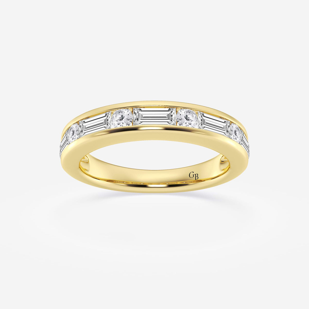 GWA125 - 1 ctw Round and Baguette Lab Grown Diamond Alternating Nine Stone Anniversary Band