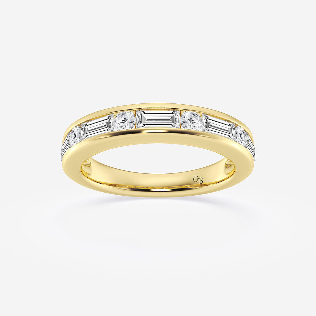 GWA125 - product video for 1 ctw Round and Baguette Lab Grown Diamond Alternating Nine Stone Anniversary Band