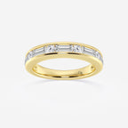 GWA125 - product video for 1 ctw Round and Baguette Lab Grown Diamond Alternating Nine Stone Anniversary Band